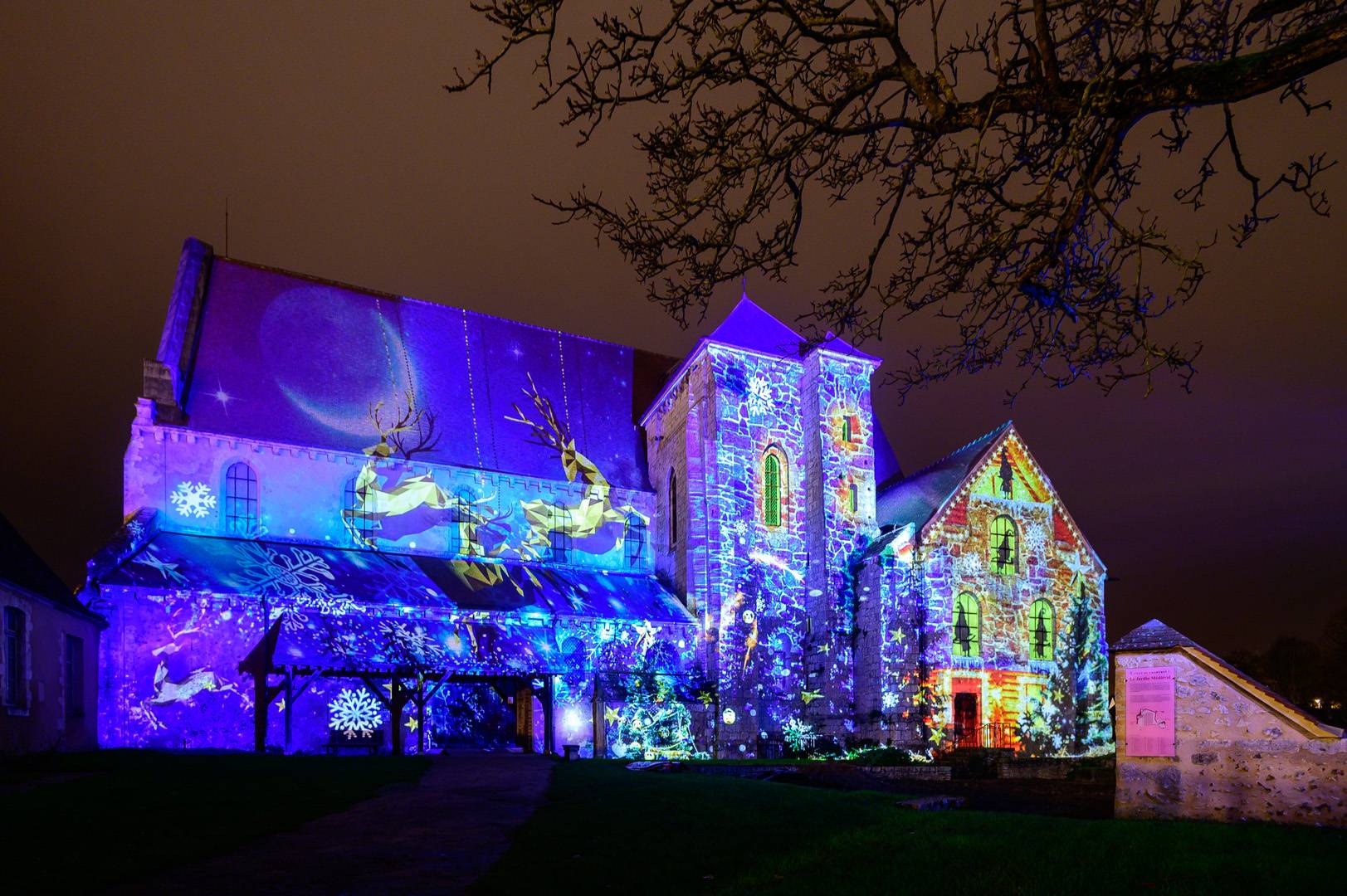 La collégiale illuminée par Chartres en lumières à Noël